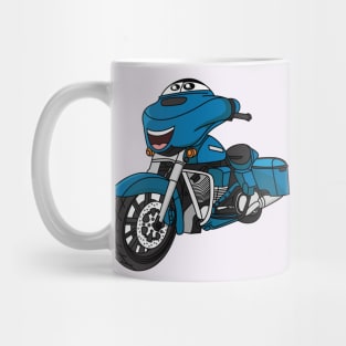 Cute happy blue motorcycle cartoon Mug